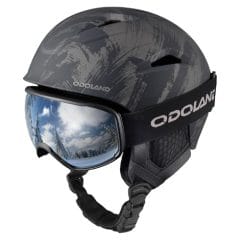 Odoland Ski Helmet with Ski Goggles for Skiing and Snowboard, Light Weight and Adjustable Ventilation Snow Helmet with Warm Fluffy Earpads for Men Women Adult and Youth Ink black M